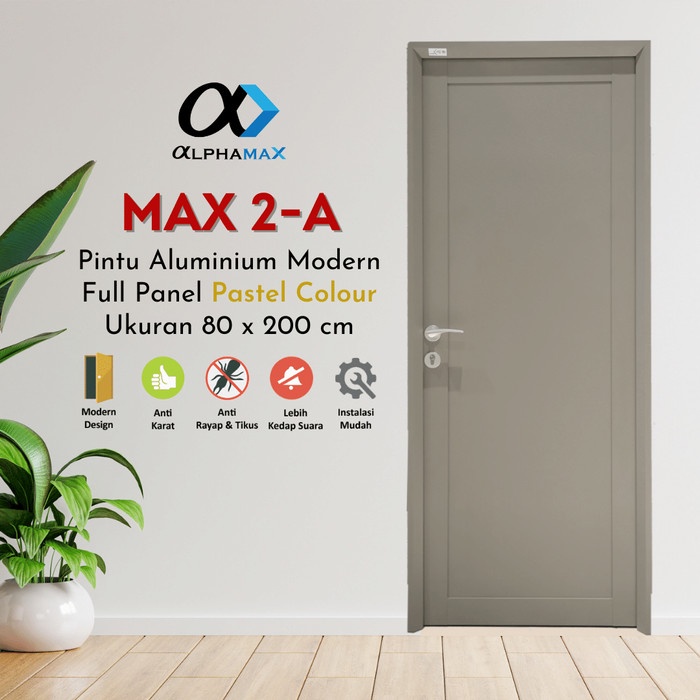 Rak 2-A Fullpanel 80X200 Pintu Aluminium / Kamar / Kamar Mandi / Alphamax