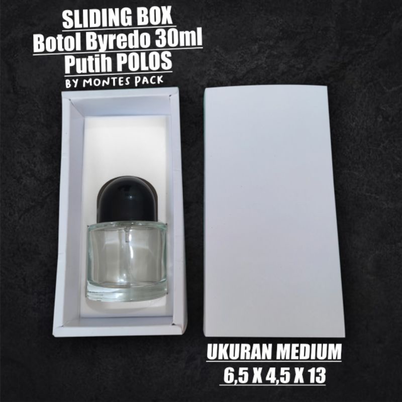 

SLIDING BOX PUTIHAN / BYREDO 30ml / Slide Box parfum / Box botol byredo 30ml