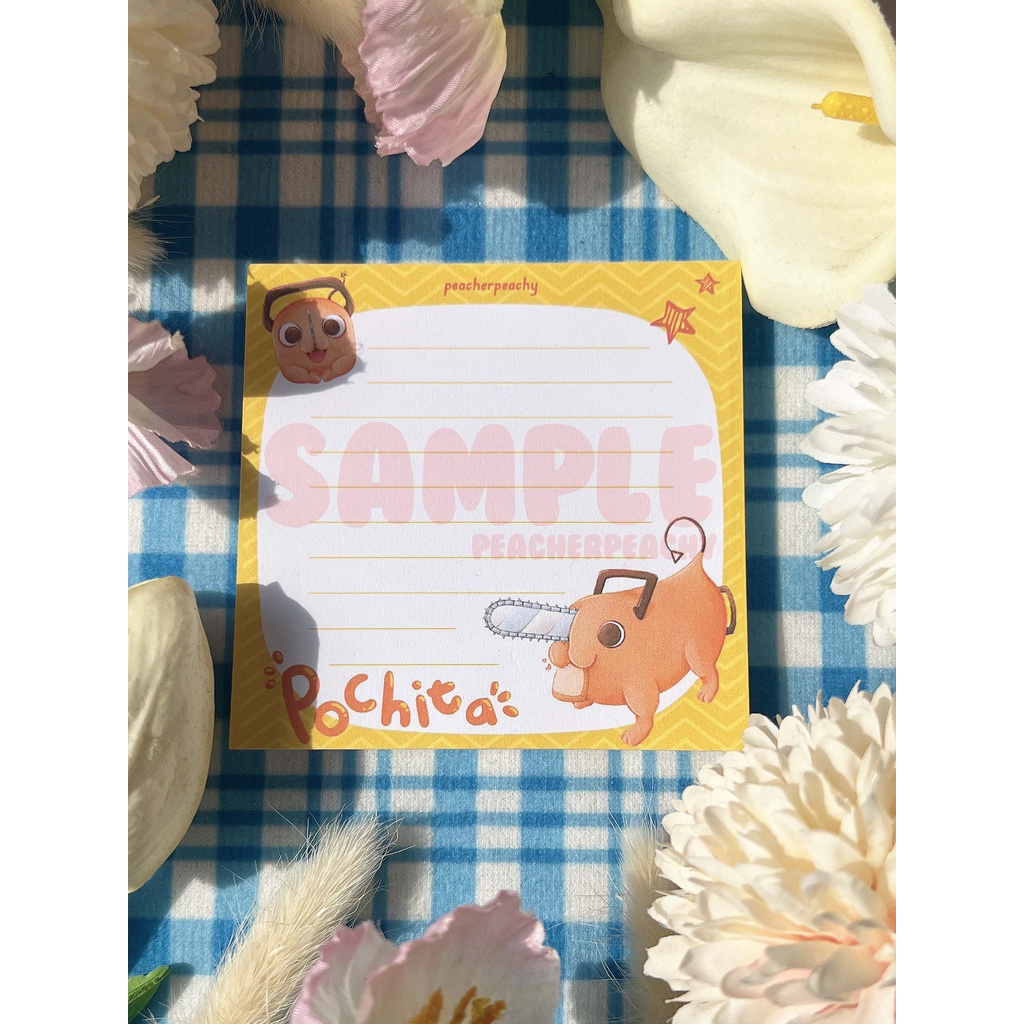 

Chainsaw Man Pochita Fanmerch Memopads | Peacherpeachy