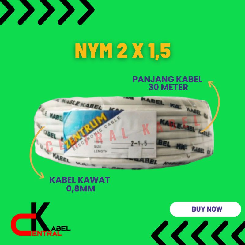 KABEL LISTRIK KAWAT NYM 2 x 1,5 (30 METER)
