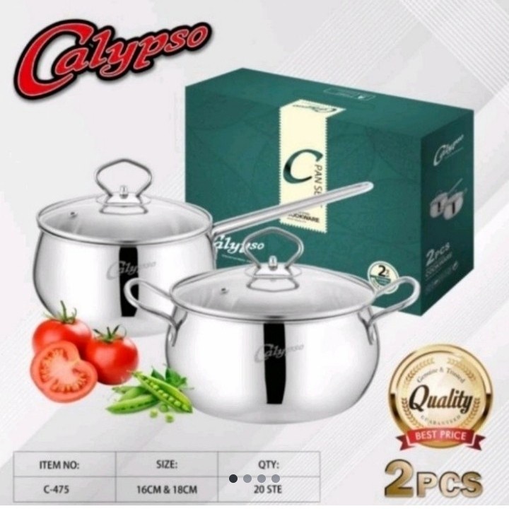 Panci Set Calypso 2 Pcs Stainless / Panci Set Sauce Pan + Soup Pot