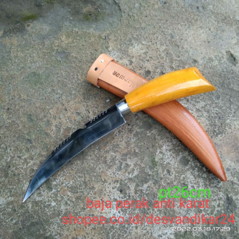 pisau dapur baja putih motif rambe ayam rigi