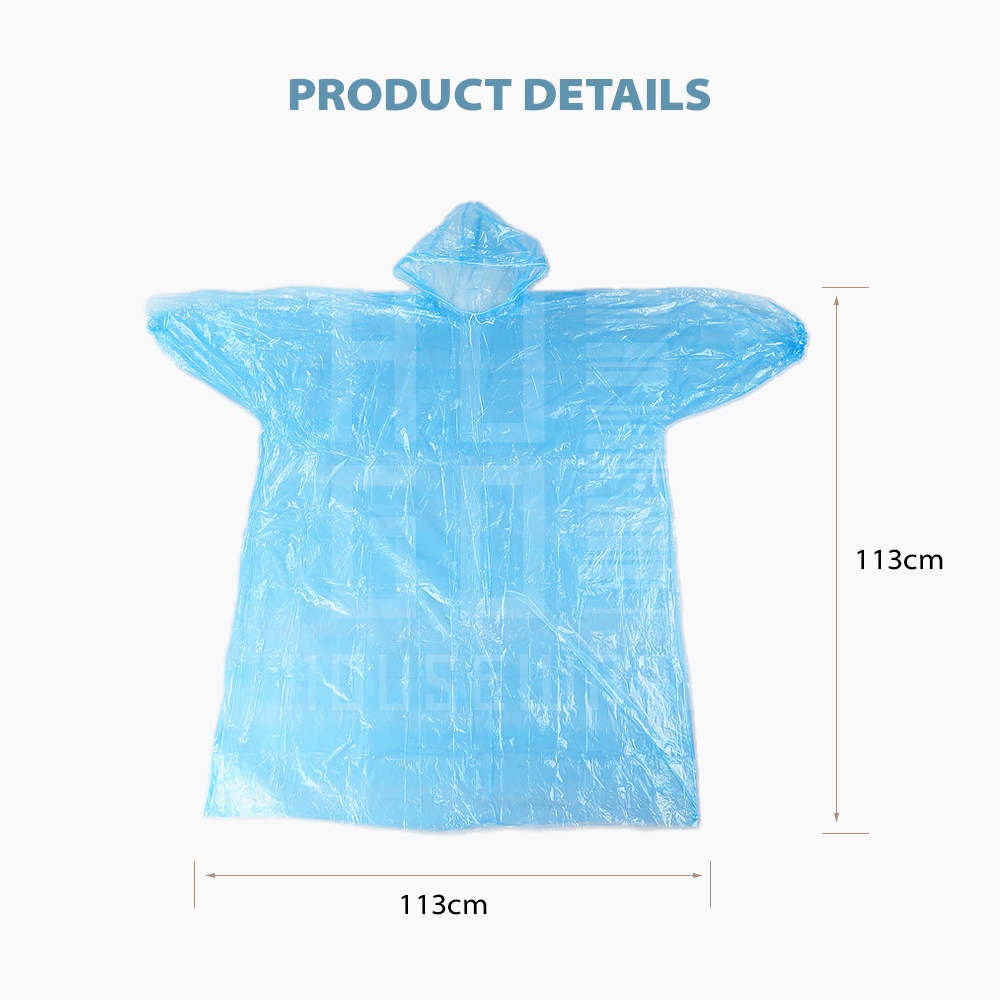 HUGO Jas Hujan Plastik Sekali Pakai Jas Hujan Poncho Jas Hujan Darurat Disposable Raincoat