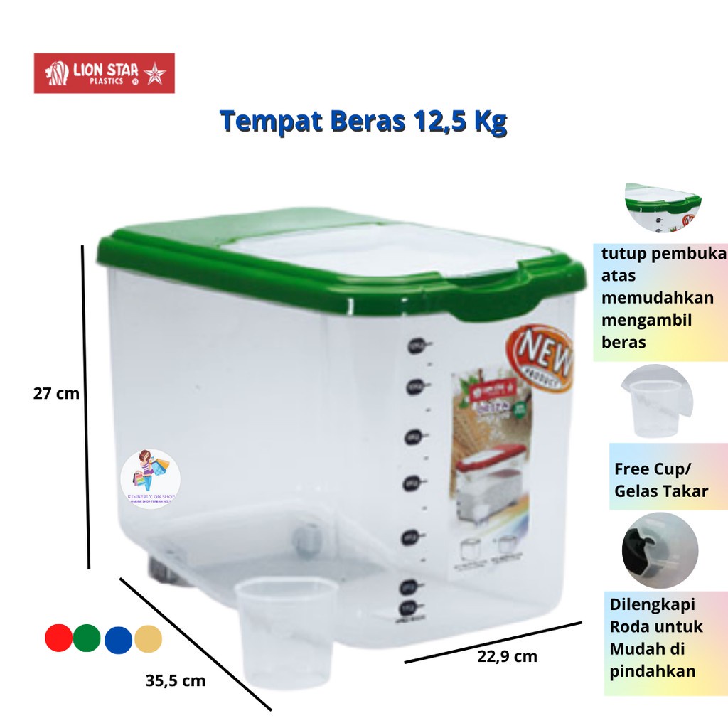 Kotak Beras Tempat Beras Oriza Rice Box 12,5kg RB 17 Lion Star