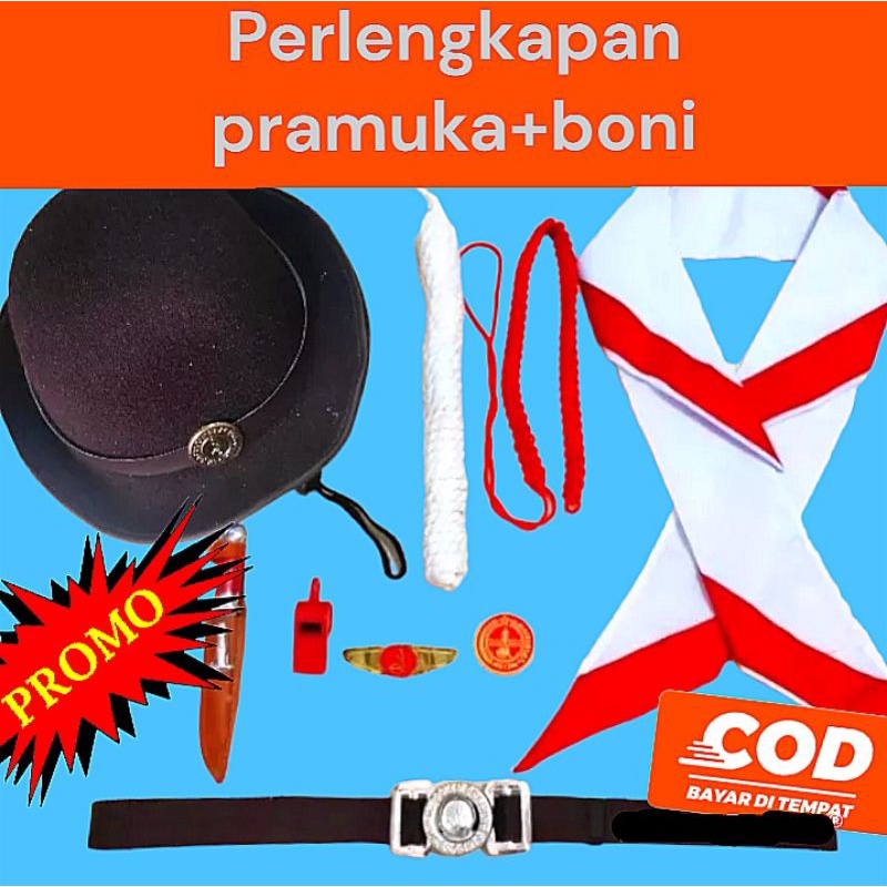 aksesoris lengkap perlengkapan pramuka anak perempuan set komplit bonus+ topi boni