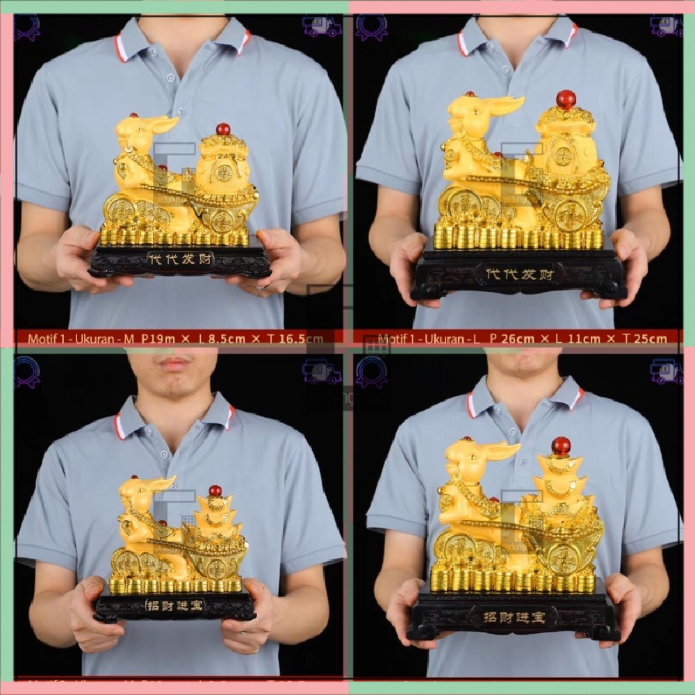 Pajangan Patung Hiasan Dekorasi Kado Hadiah Imlek Sincia Gift Box Fengshui Shio Sio Sheshio Hewan 12 Animal Zodiak Bintang Binatang Hewan Shio Kelinci 2023 Rejeki Keberuntungan Feng Shui Gold Emas Kuningan Doff Tahun Baru Cina China Kecil Mini Besar Jumbo