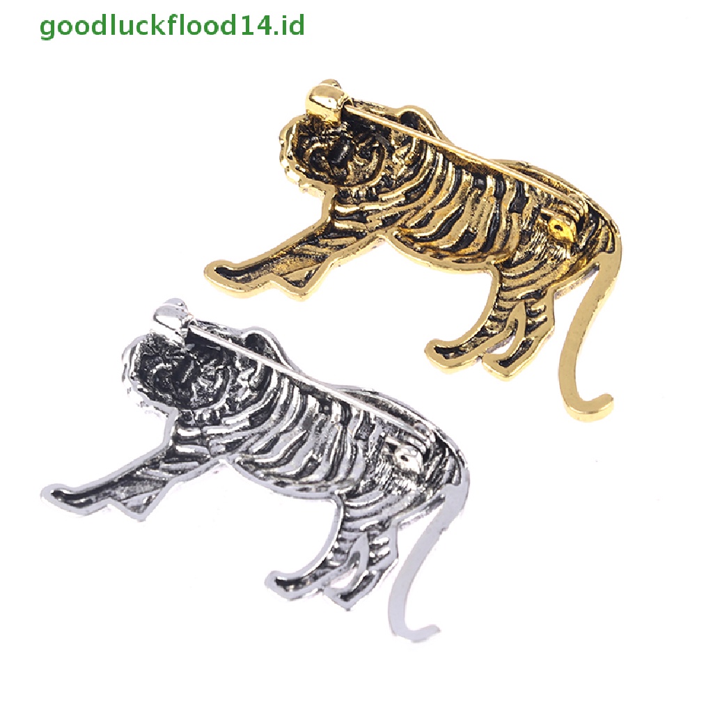 [GOOGFOUR] Tiger Bros Untuk Wanita Pria 2-warna Animal Brooch Pin Hadiah [Atasan]