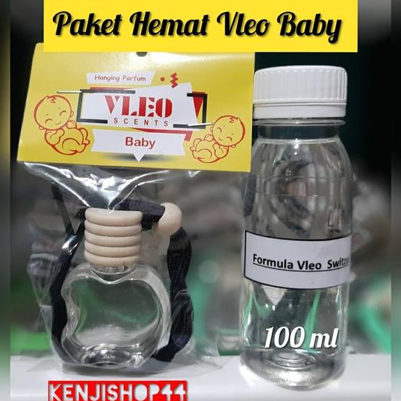 Parfum mobil vleo scent baby Paket hemat parfum mobil dan ruangan Vleo botol apel dan refill 100 ml