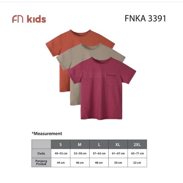 FN Kids Tshirt Kaos Anak Polos Santai Kaus Rumahan Anak Katun 1 PCS FNKA 3391