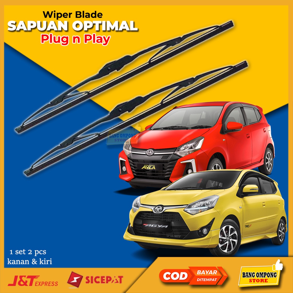 2 Pcs Wiper Blade Mobil Wiper Agya Ayla Depan Karet Wiper Wifer Mobil Pembersih Kaca Mobil