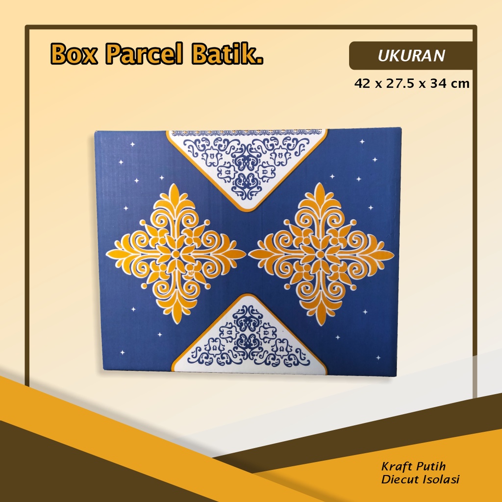 

BOX PARCEL BATIK BIRU Uk. 42 x 28 x 34 cm - parcelbox/hampersbox/boxbatik/kardus/packing/packaging
