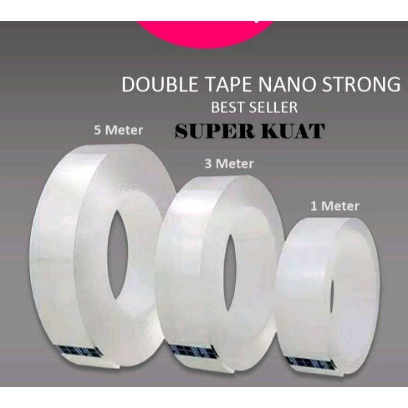 

Double Tape Super/Nano Double Tape/Isolasi Bening 2 Sisi Super Kuat