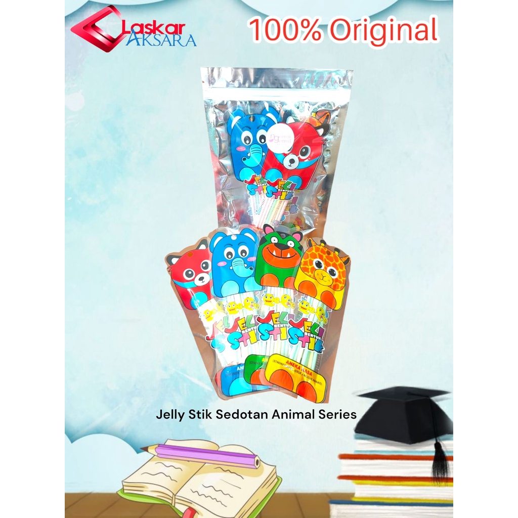 

Jelly Stick Animal Series Jeli Stik Sedotan Seri Hewan Aneka Rasa Buah / Premium