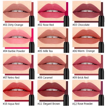 DNM Pensil Lipstik Matte Clay Lipstick Pencil Tahan Lama Long Lasting Rotate