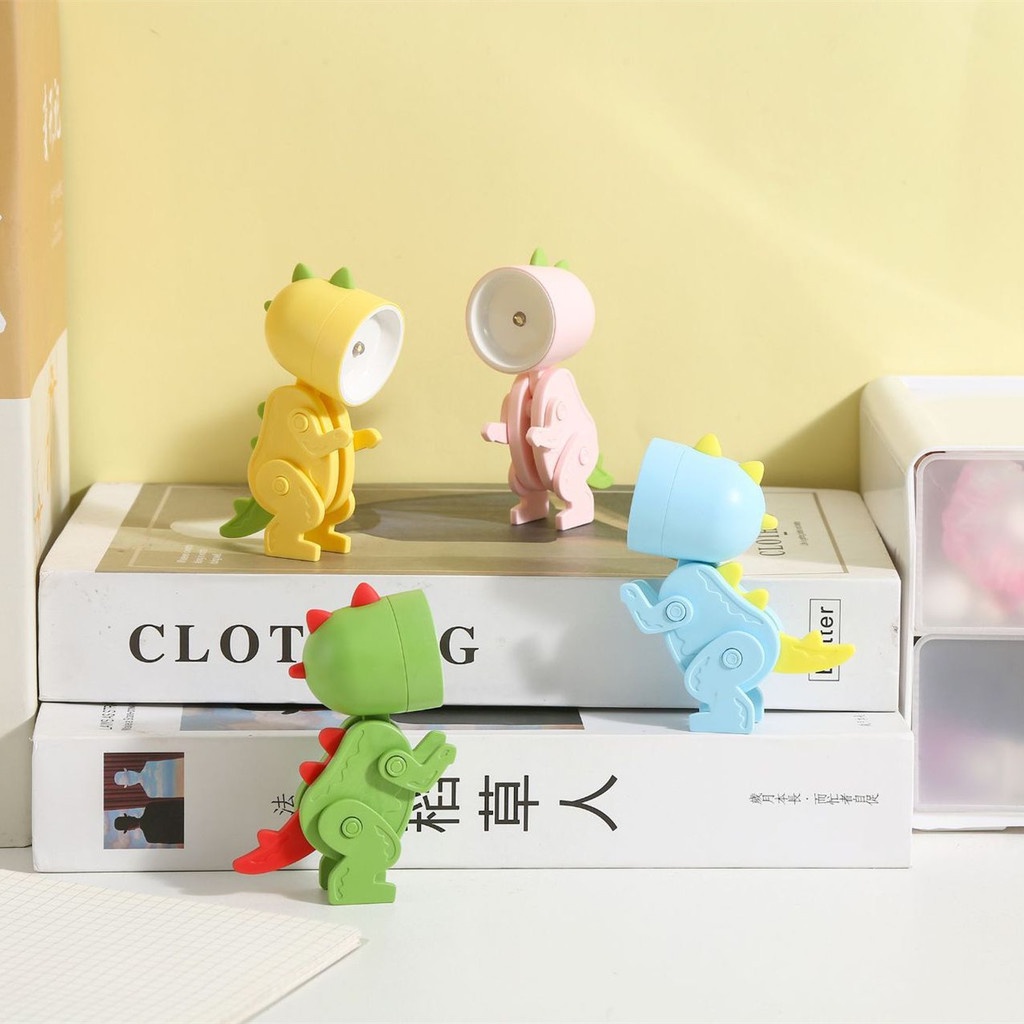 Baru DIY Kartun Mini Lampu Malam Lucu Dekorasi Desktop Lipat Ins Lampu Meja Dinosaurus Mini Night Light