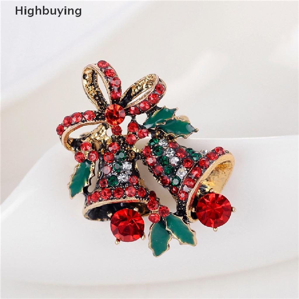 Hbid 1pc Fashion Natal Berlian Imitasi Lucu Christmas Bell Bros Pin Xmas Hadiah Pesta Glory