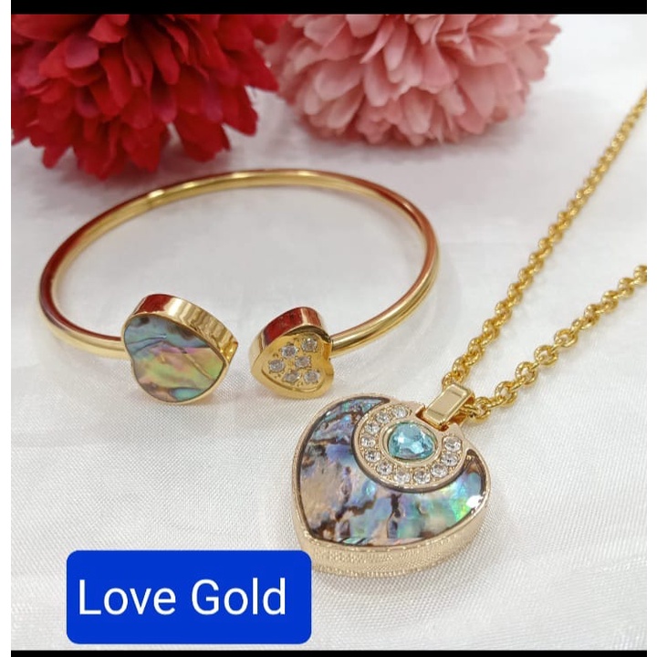 Kalung Dan Gelang Set Kesehatan Quantum Love Gold Pelangi