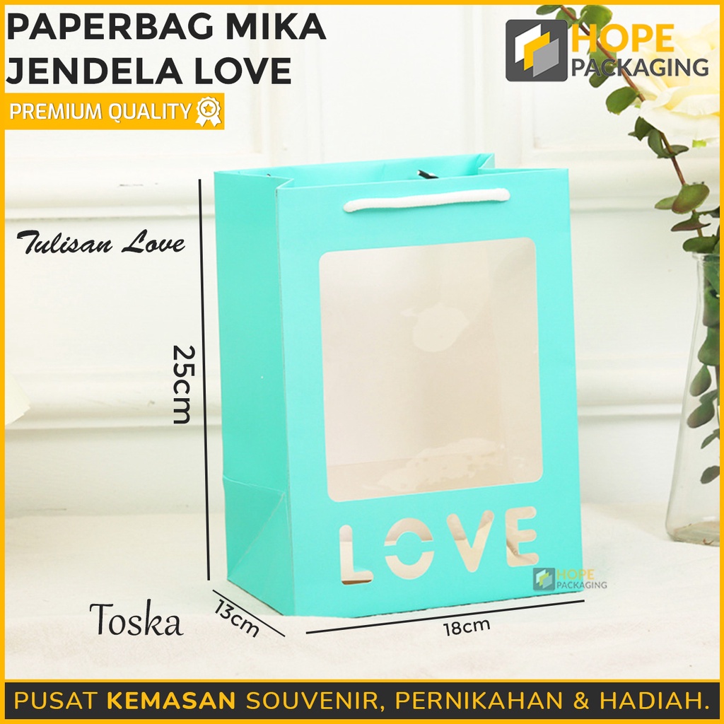 Paperbag Mika Jendela Love Hadiah Valentine / Paperbag Flower Bouquet Mini / Paper Bag Premium Mika