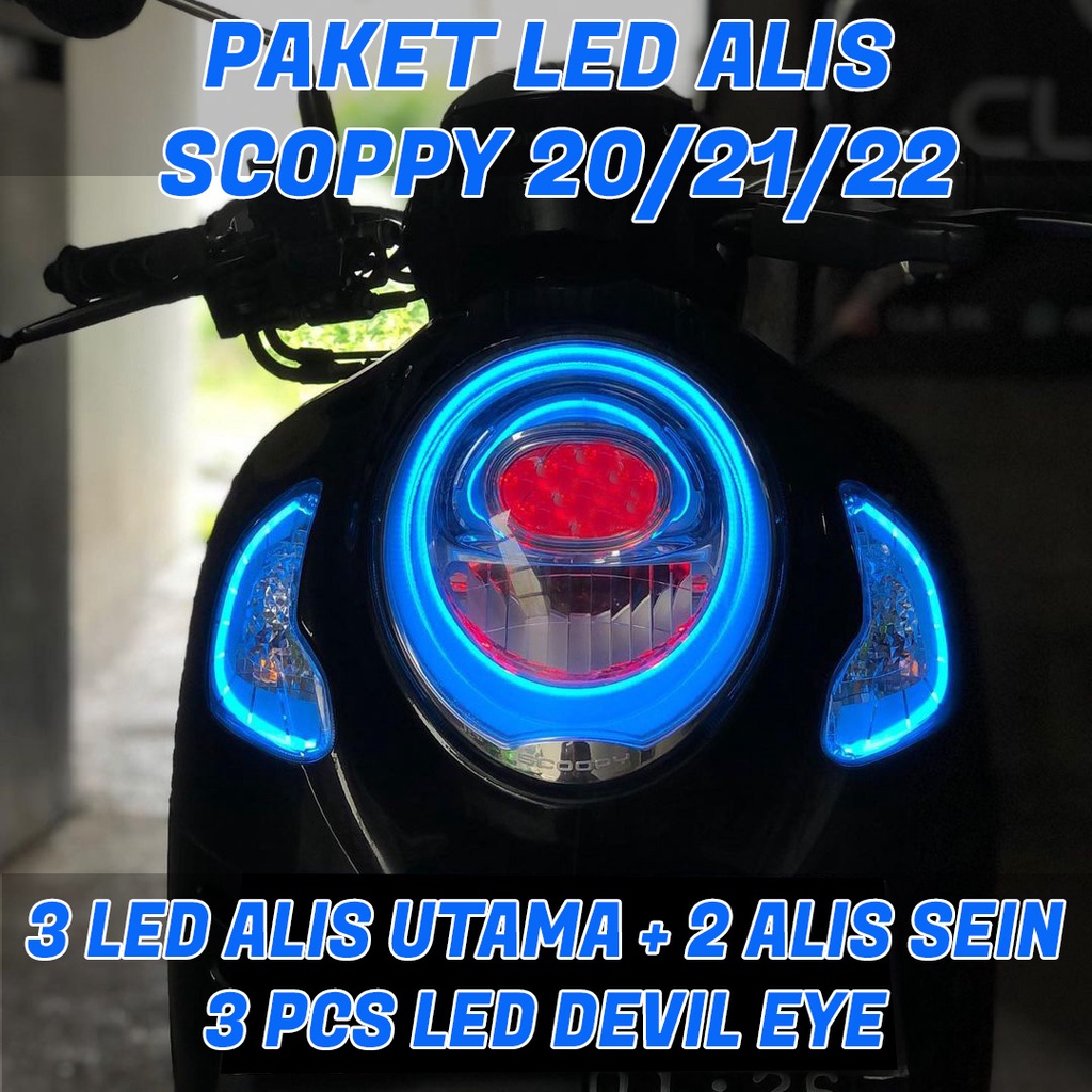 PROMO LAMPU DRL ALIS ALL NEW SCOOPY BONUS DEVIL EYE NON BINTIK LAMPU LED ALIS GRADE A NON BINTIK LAM