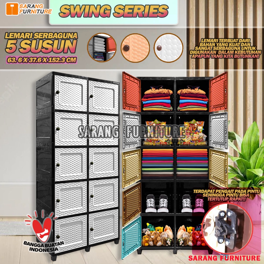 Lemari SWING DOUBLE Lemari Plastik Serbaguna 5 SUSUN Tabitha CLICKS Tabitha LOKI LOKER SERBAGUNA Lemari Pakaian CABINET LEMARI TABITHA LEMARI SWING