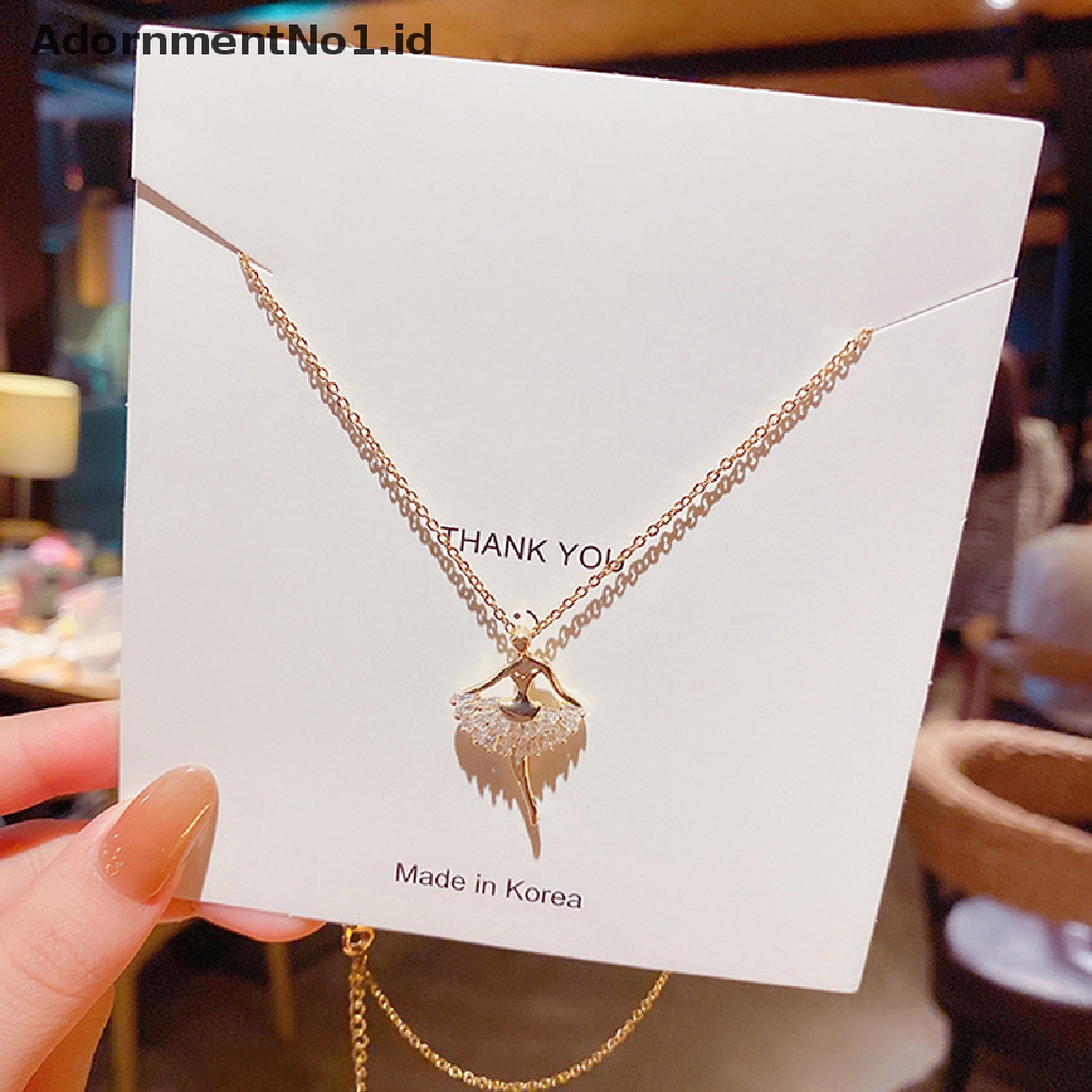 [AdornmentNo1] Manis Elegan Ballerina Gadis Kristal Zirkon Liontin Kalung Perhiasan Indah [ID]