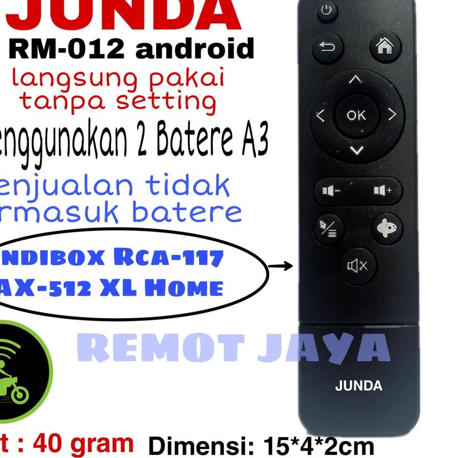 Depan1 REMOTE AKARI AX-512 XL HOME INDIBOX RCA-117 STB SET TOP BOX JUNDA 012 SEPERTI ORIGINAL