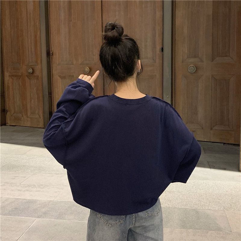 Sweater Crop Top Wanita OVERSIZED (S - 6XL) Atasan Cropped Fleece Bigsize HOLIDAY WOOM Korean Harajuku Style Streetwear Hoodie Croptop S M L XXL XXXL 4XL 5XL XXXXL Ulzzang Women Fashion Jumbo Denim Navy Dongker Putih Jaketin Aja Loose Long Sleeve