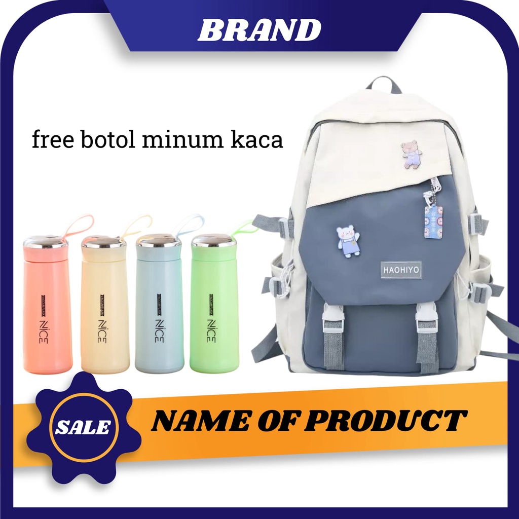 Tas Sekolah Anak Perempuan SD SMP SMA Ransel Kerja ORIGINAL Tas Sekolah Anak Laki-Laki Free Botol Minum Kaca