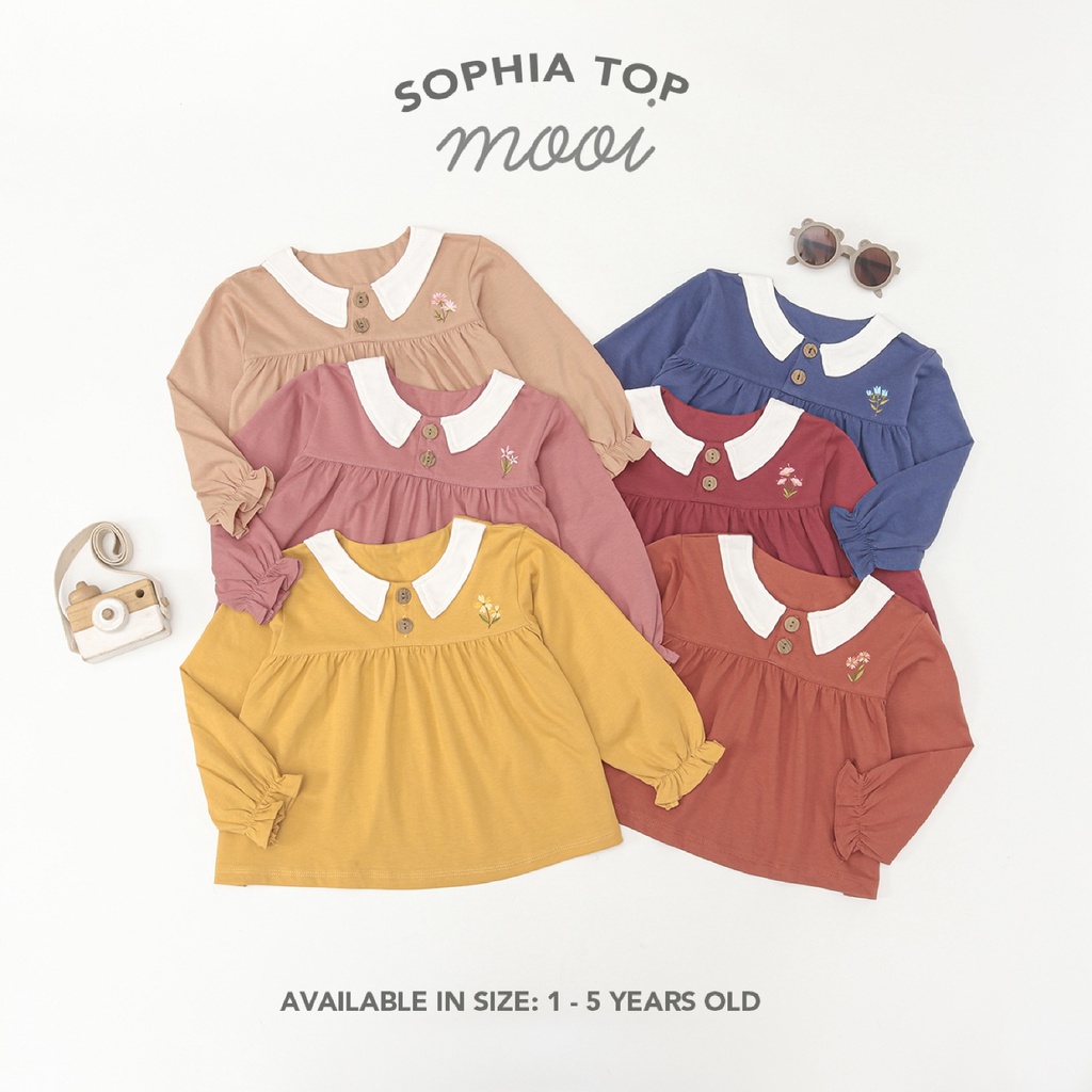 PROMO 4.4 PROMO BAJU LEBARAN MURAH Mooi Sophia Top 1-5 Tahun Blouse Panjang Bordir Fashion Anak Perempuan Muslim Raya