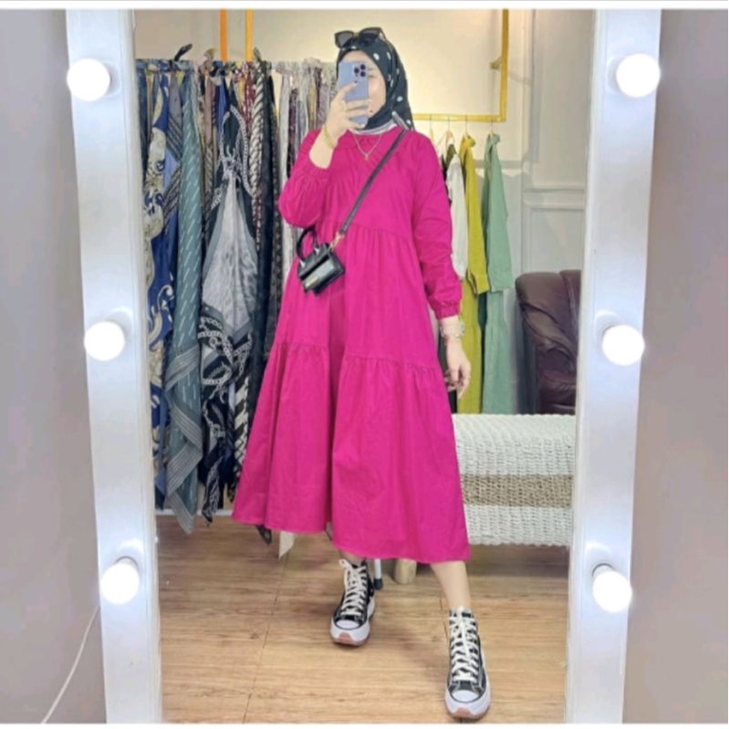 SERINA TUNIK MIDI DRESS BAHAN KATUN POLY