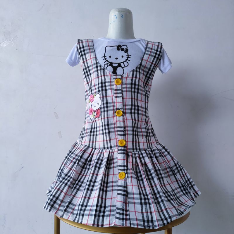 Overall 2 3 tahun outer anak cewek kodokan baju putih anak perempuan viral unik ( overall Fazako )