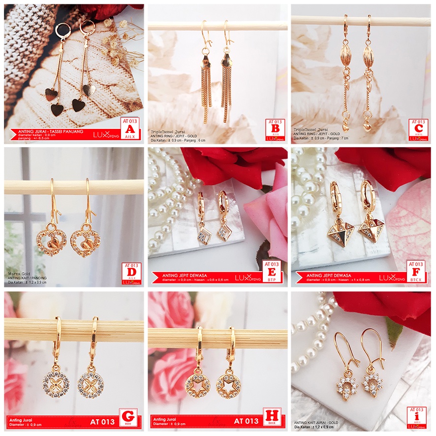 AT 013 Anting Jepit Wanita Model Jurai Panjang Perhiasan Lapis Emas 18K Anting Xuping Murah Luxx Xuping