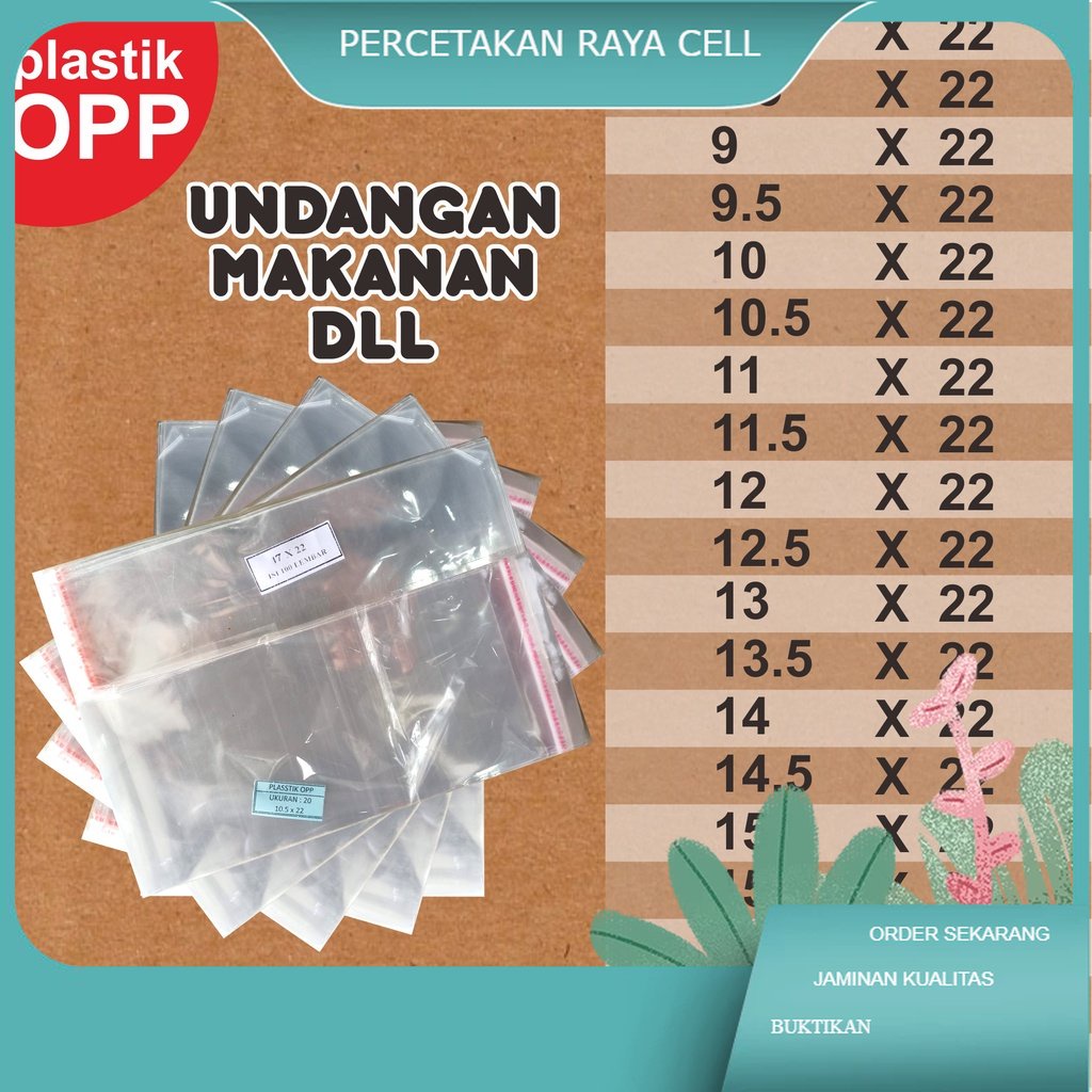 

Plastik Undangan / Plastik OPP Undangan / Plastik Seal / Plastik Lem / Plastik OPP Baju / Plastik OPP Makanan