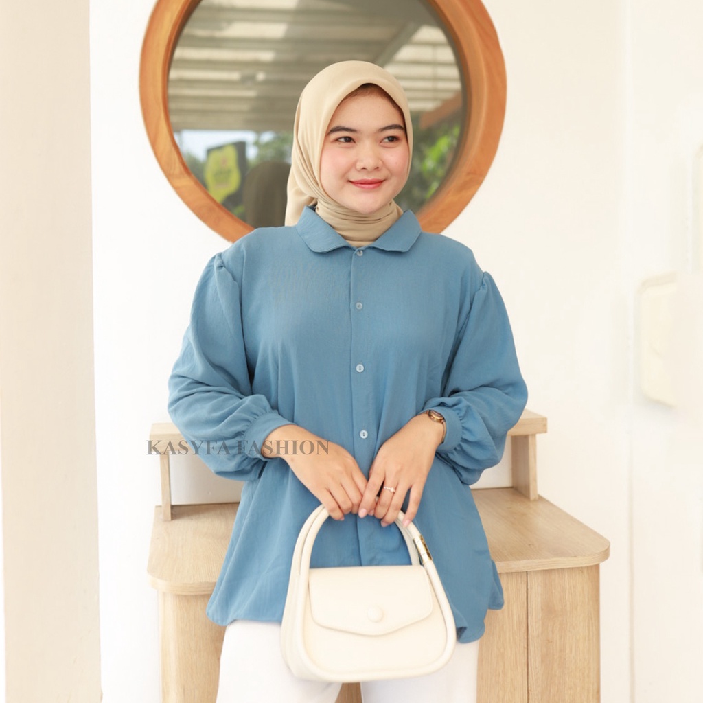 ELISA TOP BLOUSE // ELZE KEMEJA CRINCLE LENGAN BALON