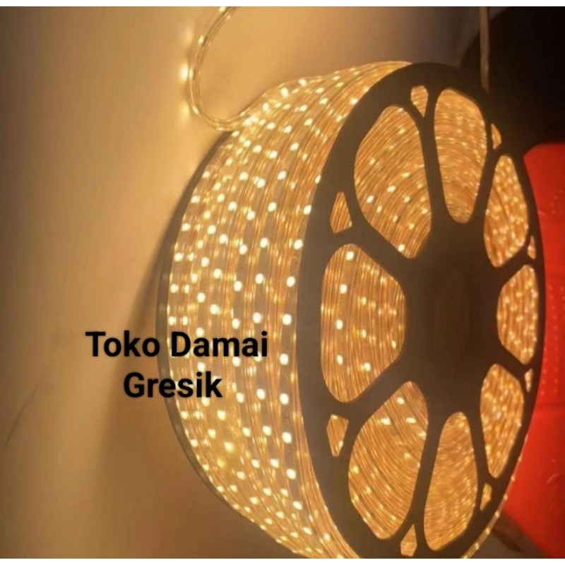 Lampu Hias Selang Led Strip  5050 / 3014 AC 220 Volt Meteran - Warna WarmWhite