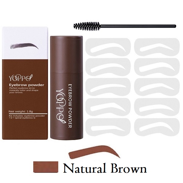 Yoppo Eyebrow Powder Bedak Alis Cetakan Alis Instan Eyebrow Stamp Alis Stempel Alis Waterproof dengan 10 Model Cetakan Alis