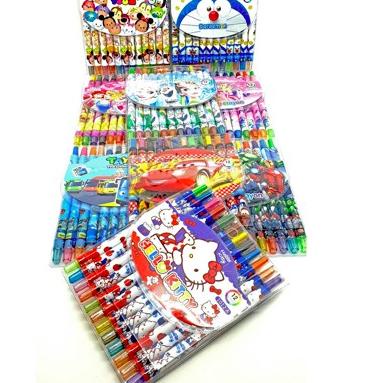 

✨Mall✨ Rolling CRAYON PUTAR Krayon Alat Pensil Warna karakter oil pastel 12 warna stationary !!