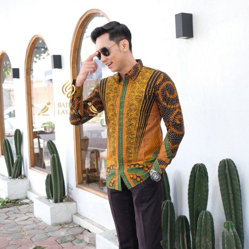 Kemeja Batik  Sandoro Kunyit Baju Formal atau Nonformal Katun Premium