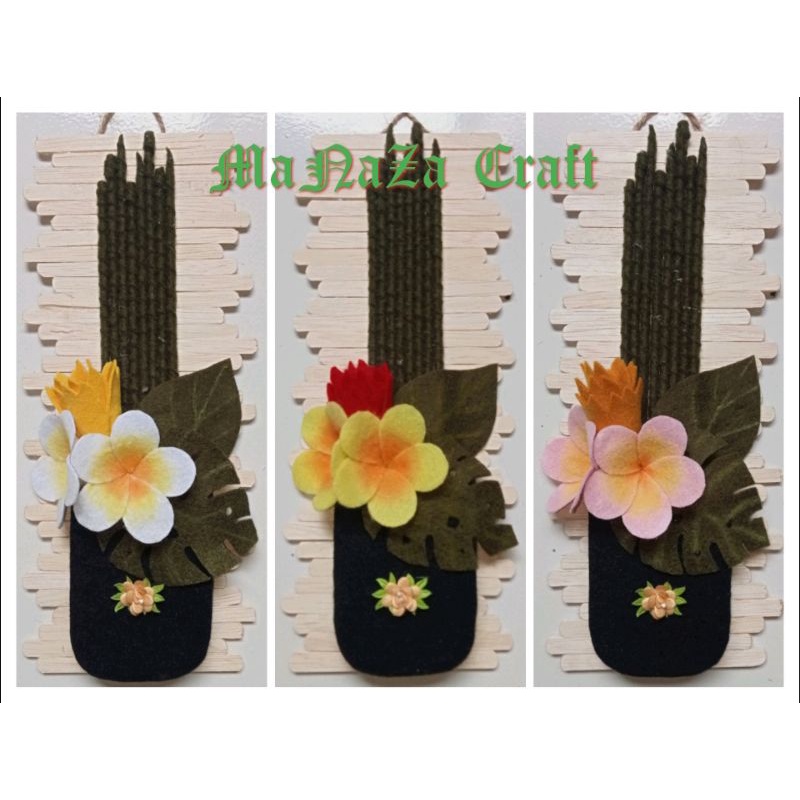 Kerajinan tangan hiasan dinding bunga dari kain flanel dan stik es krim. MaNaZa Craft