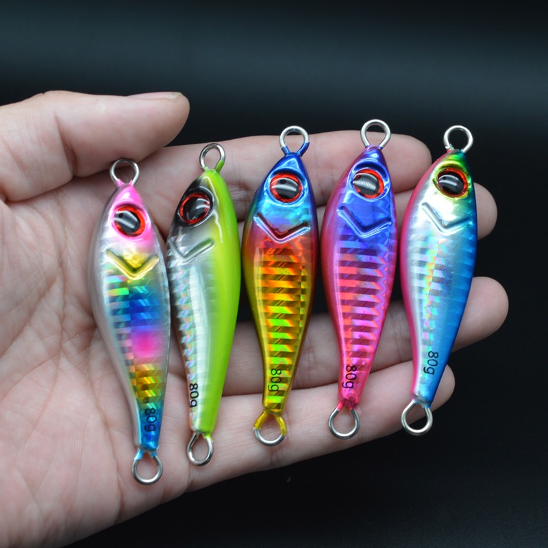 Umpan Pancing Metal Jig Jigging Fishing Lure 40 gram 60 gram 80 gram sudah dengan Kail Double Assist Hook