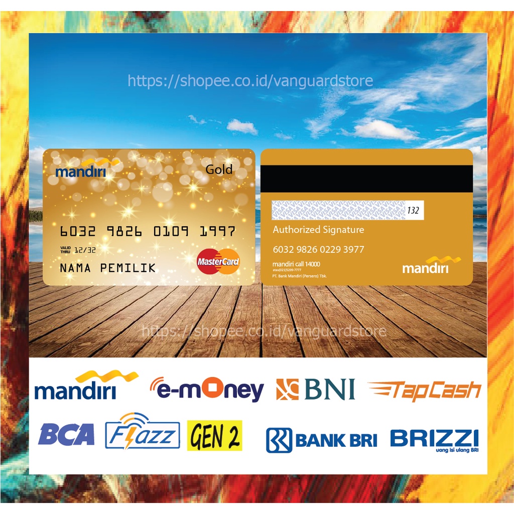 KARTU E MONEY E TOLL KARTU MANDIRI MASTERCARD GOLD 7 DEBIT CREDIT EMONEY MANDIRI FLAZZ BCA BNI TAPCASH BRIZZI BRI - 2 SISI