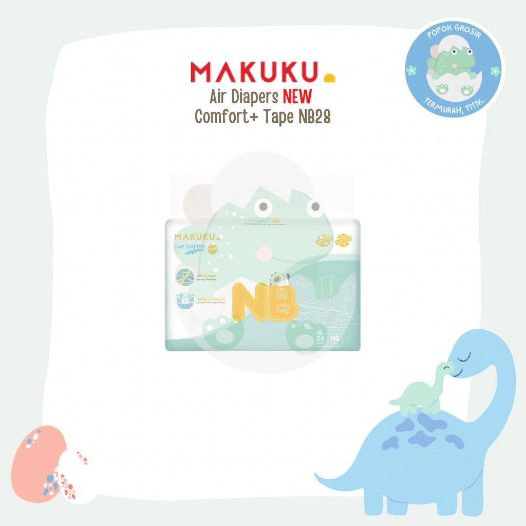 MAKUKU SAP Diapers Comfort+ perekat NB28 - Popok Bayi Anti Gumpal Extra Dry