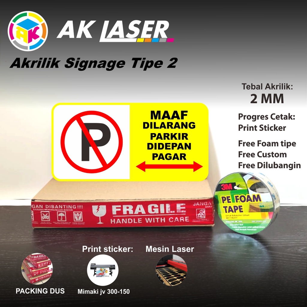 

RK Akrilik Dilarang Parkir Tipe 2 Acrylic Signage akrilik custom