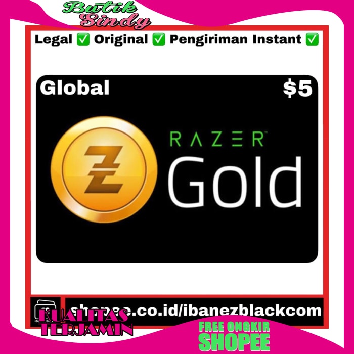 Popuper / Murah / Promo / Original Razer Gold Pin Us Usd $5 Pin Only / Terbaru / Terlaris / Garansi