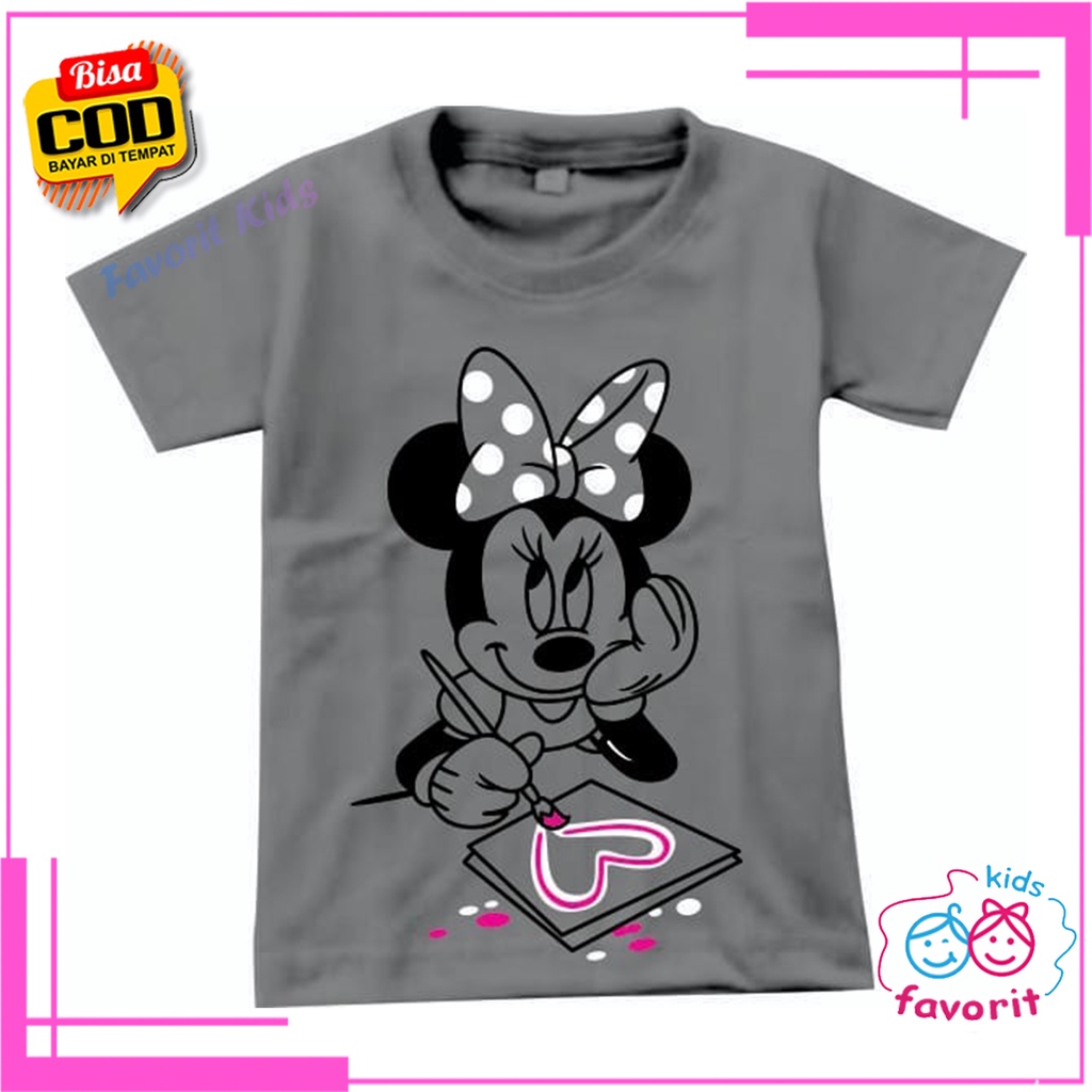 Favorit kids Baju kaos atasan anak perempuan lengan pendek motif M-mouse valentine day