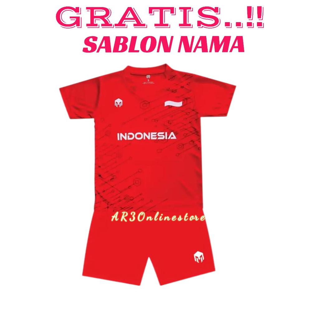 ( FREE SABLON NAMA ) Baju olahraga anak balita kaos bola futsal badminton bulutangkis tenis voli usia TK 2-5 tahun