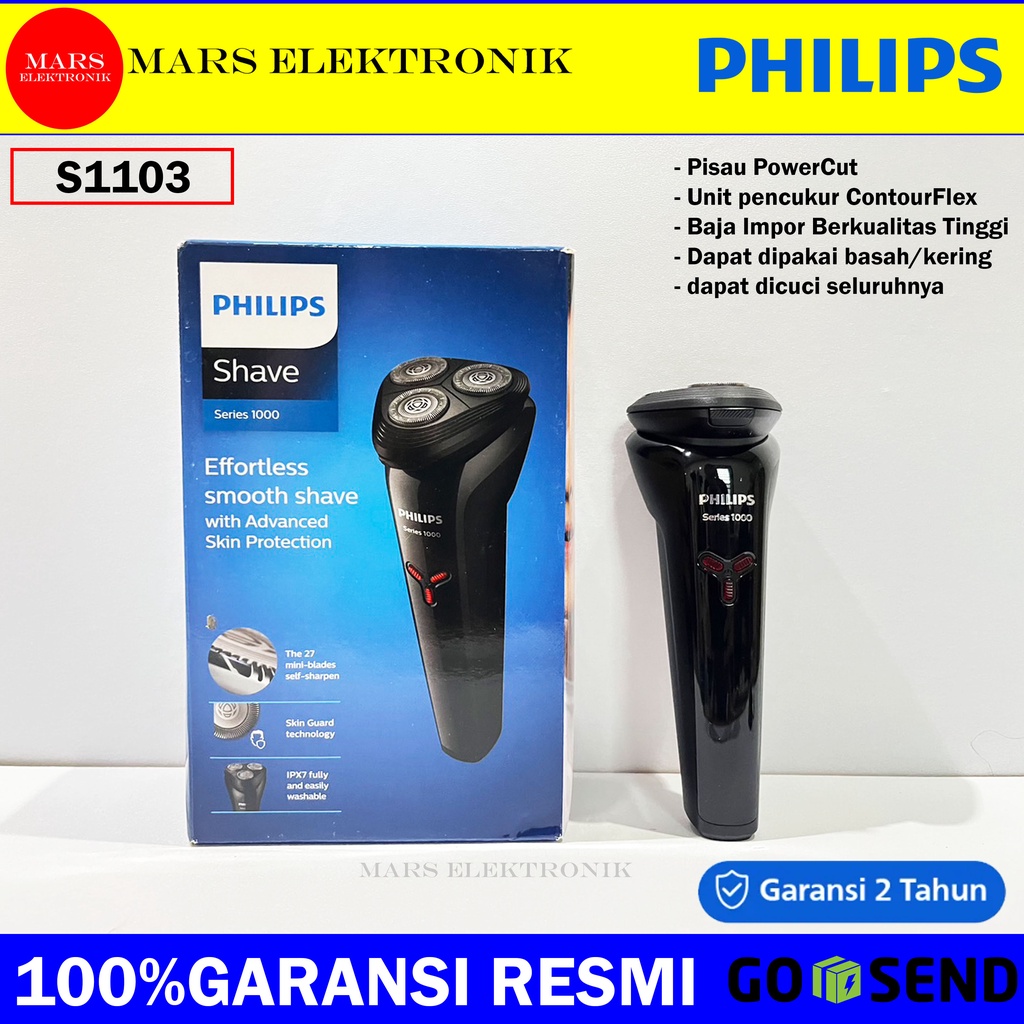 SHAVER PHILIPS 3HD 1000 SERIES - TEKNOLOGI SKIN GUARD - ALAT CUKUR JENGGOT DAN KUMIS PHILIPS - S1103