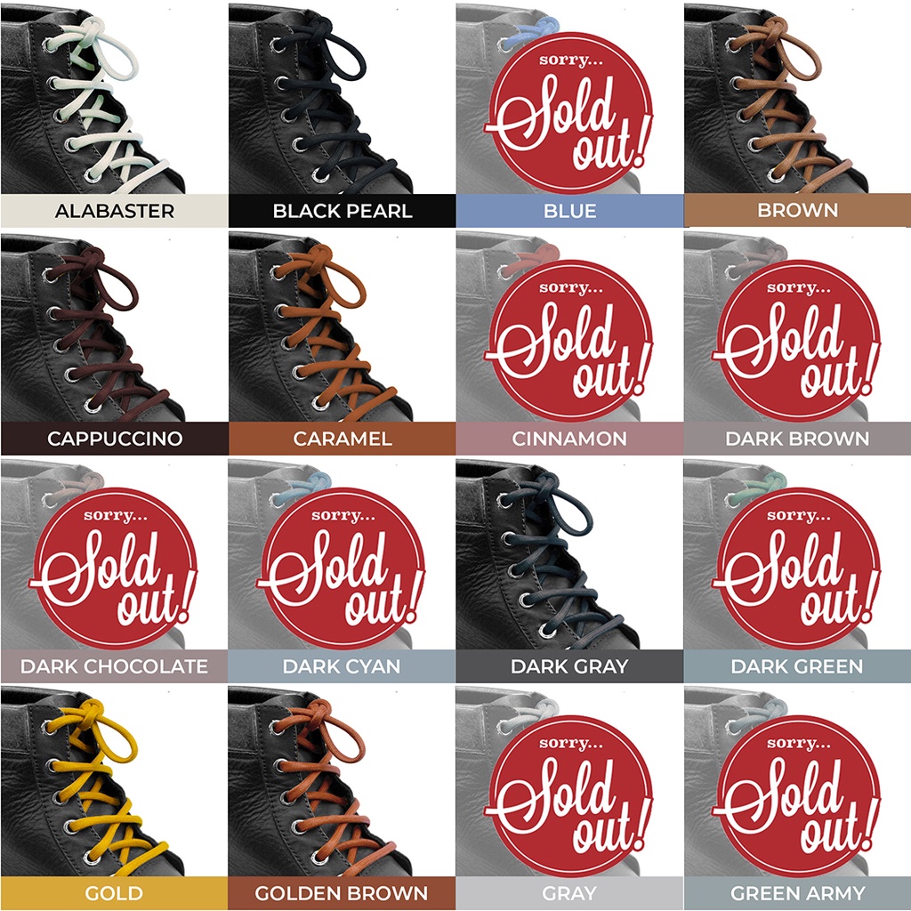 Tali Sepatu Lilin Oval 200cm 3.5mm Variasi Warna untuk Boots