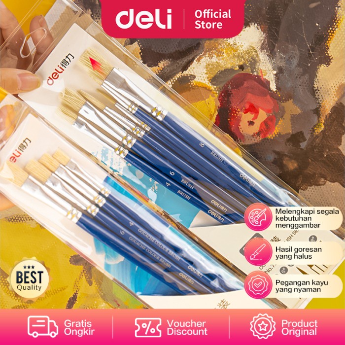 

Kulu Deli Paint Brush / Kuas Lukis Satu Set Isi 6Pcs Awet Dipakai 73922