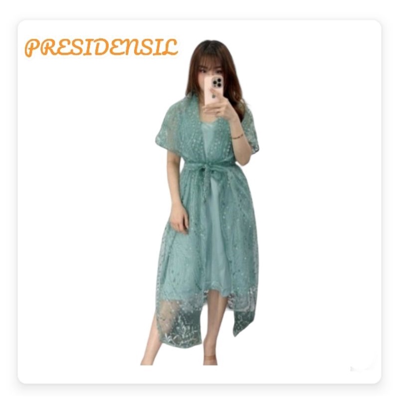 Dress Wanita Mewah Model Korea Terbaru Brokat Premium Baju Pesta Murah
